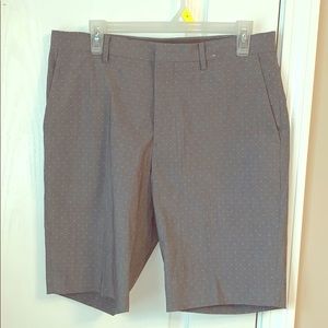Gray flat front polka dotted shorts